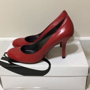 Almond toe red pump from Nine West